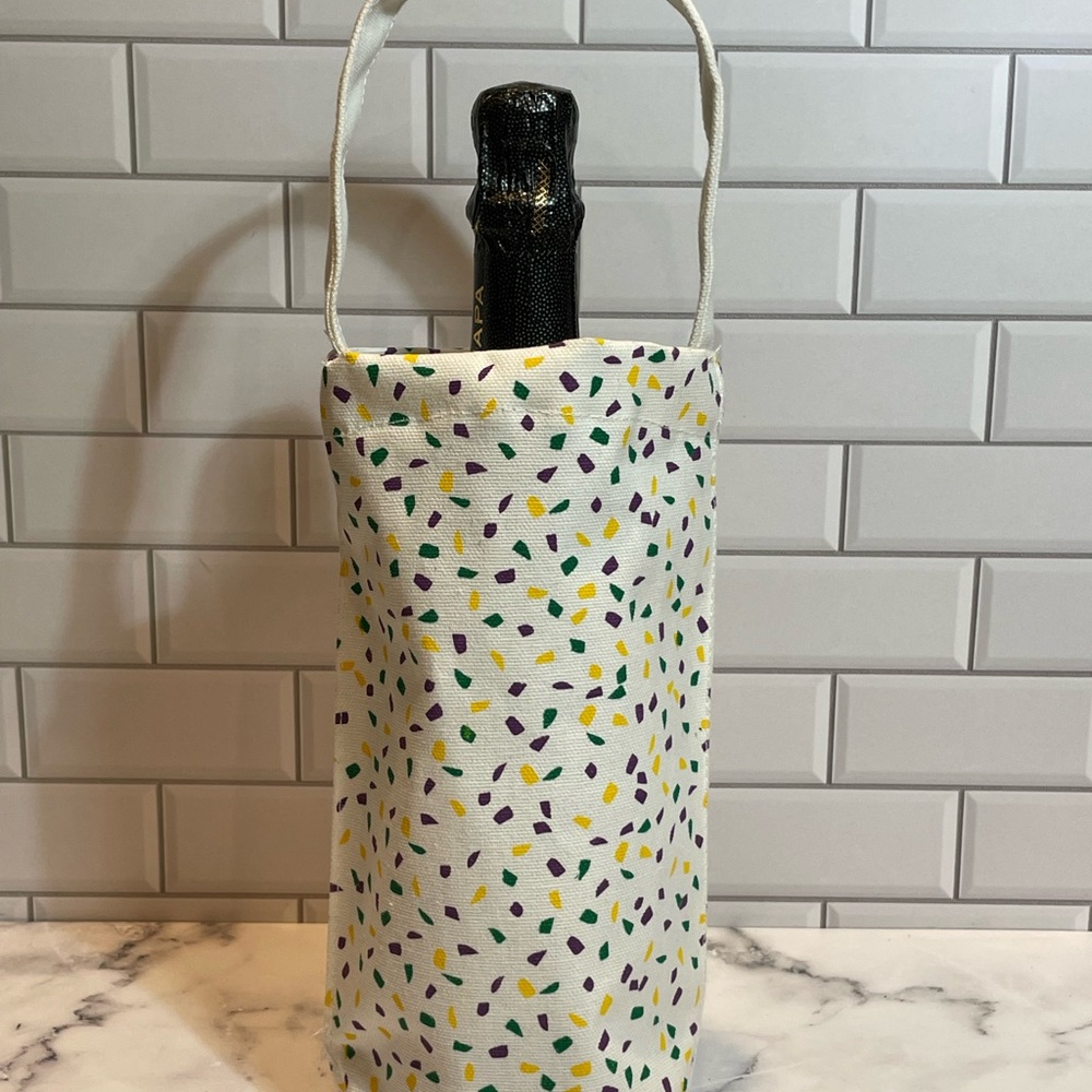 Mardi Gras Confetti Canvas Wine Bag
